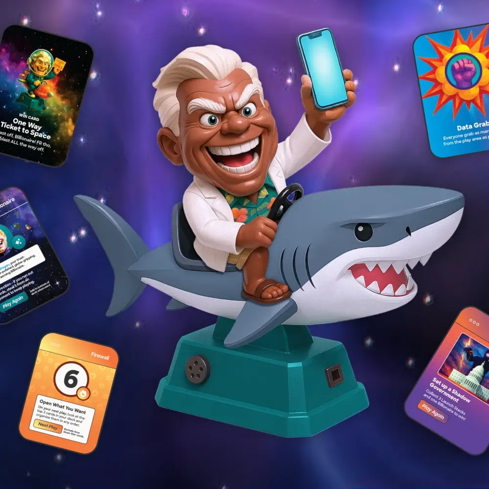 Billionaire riding a shark